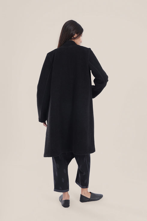 Short coat in furry wool blend